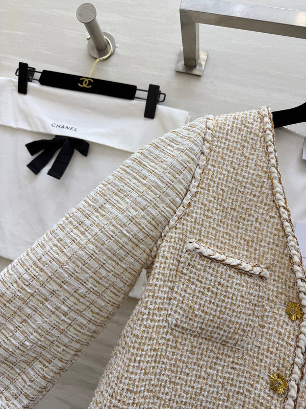 Veste Cruise CC 26s Tissu Tweed Beige & Fil Doré