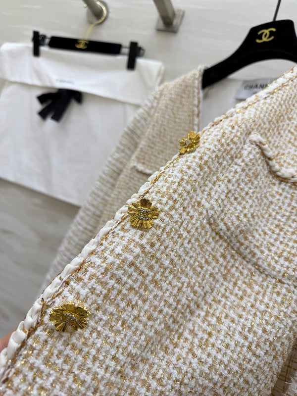 Veste Cruise CC 26s Tissu Tweed Beige & Fil Doré