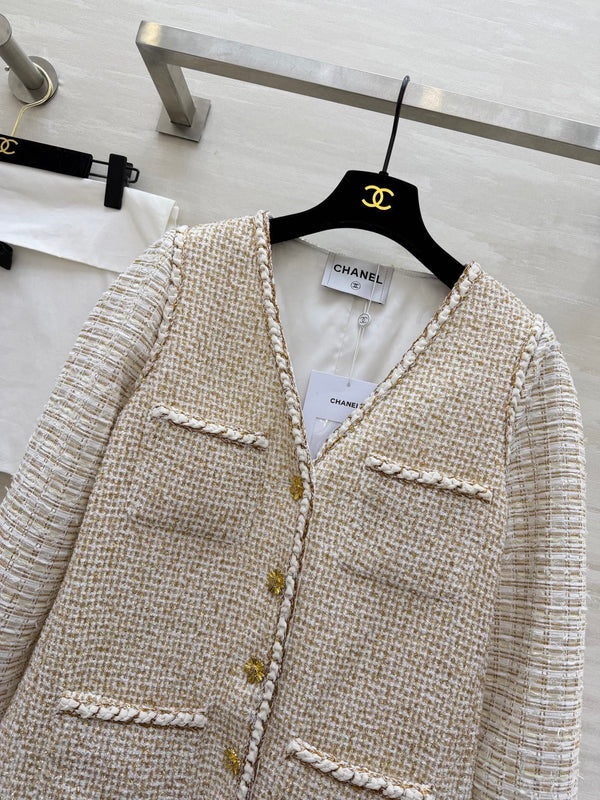 Veste Cruise CC 26s Tissu Tweed Beige & Fil Doré
