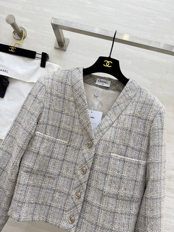 CC Veste classique 26s Tweed Beige-Gris 352293
