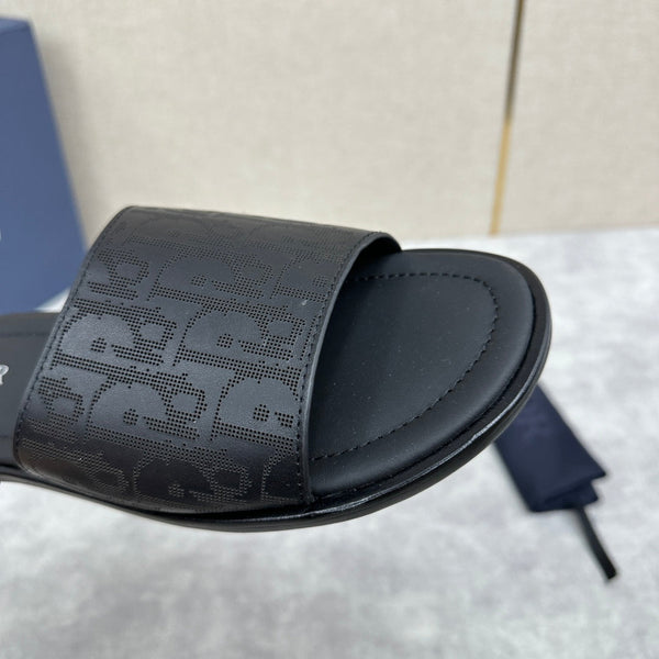 CD SLIDE SANDAL BLACK CALFSKIN