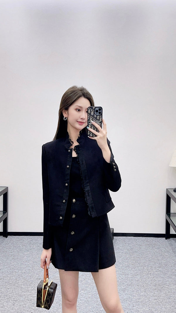 CD 25 Floral Embroidered Lapel Blazer Wool And Silk