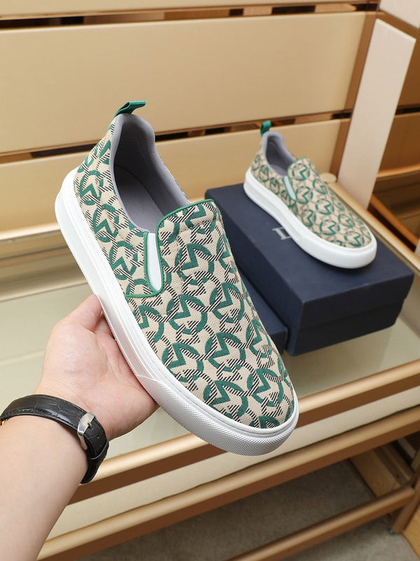 CD SOLAR SLIP-ON BEIGE MIX DARK GREEN FABRIC