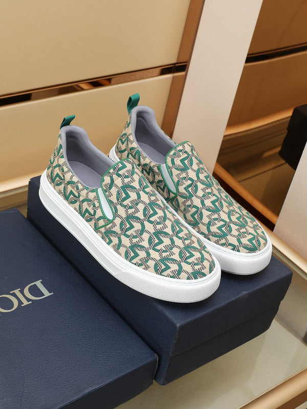 CD SOLAR SLIP-ON BEIGE MIX DARK GREEN FABRIC