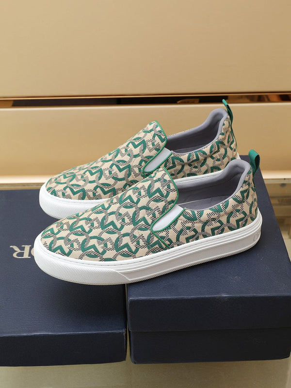 CD SOLAR SLIP-ON BEIGE MIX DARK GREEN FABRIC