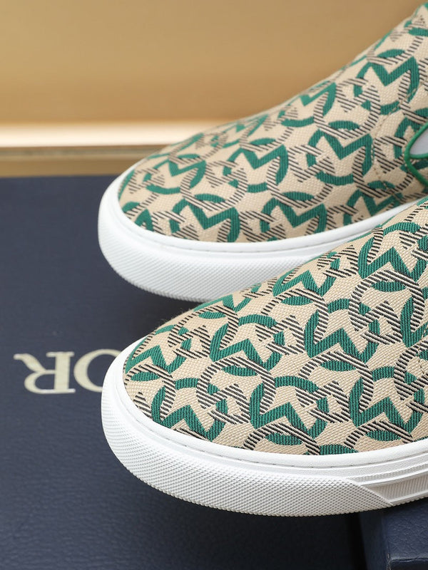 CD SOLAR SLIP-ON BEIGE MIX DARK GREEN FABRIC