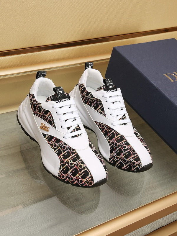 CD LINE SNEAKER WHITE CALFSKIN AND MONOGRAM BLACK FABRIC