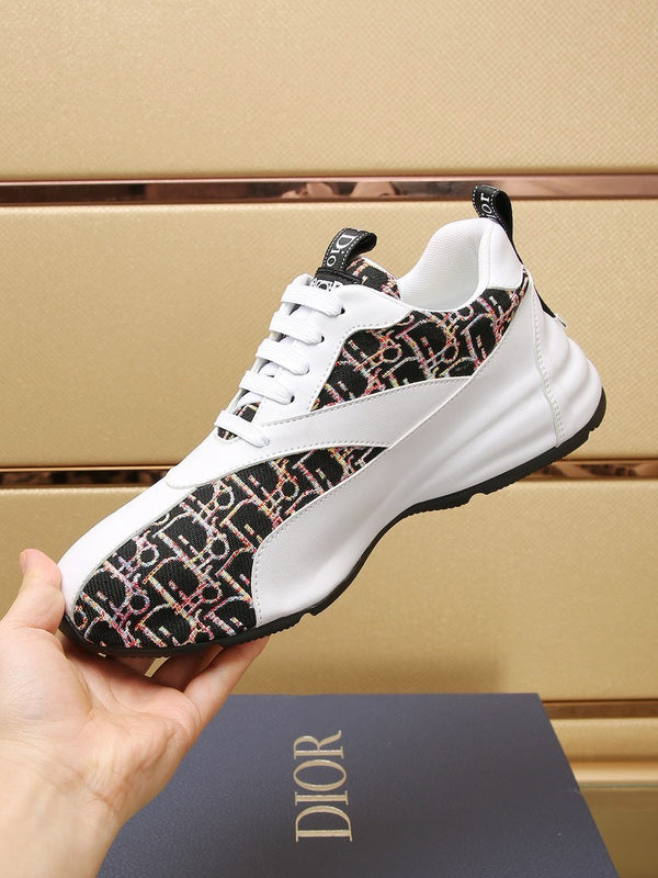 CD LINE SNEAKER WHITE CALFSKIN AND MONOGRAM BLACK FABRIC