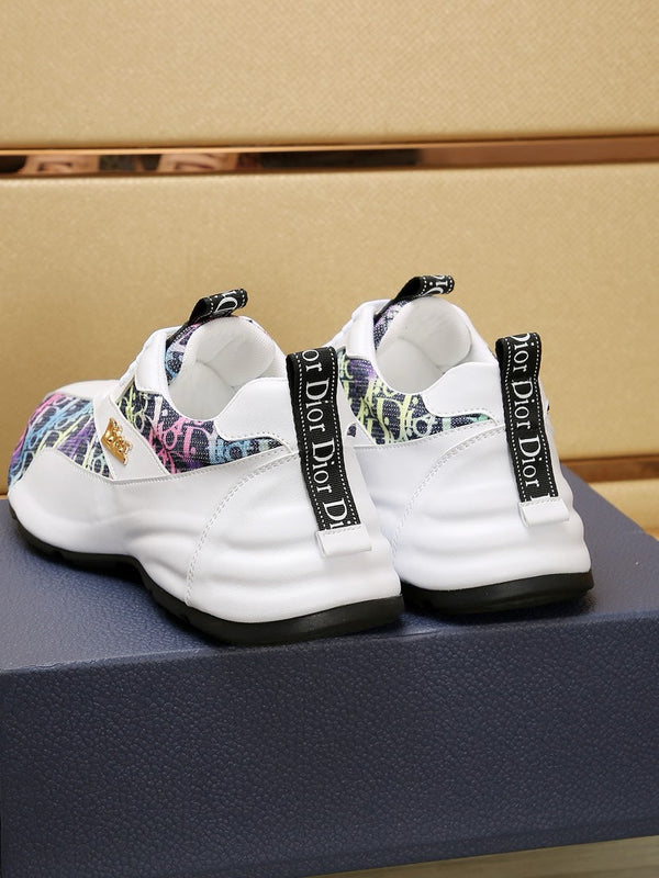 SNEAKER CD LINE IN PELLE DI VITELLO BIANCA E ARCOBALENO