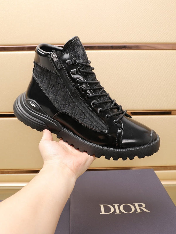 CD COMBAT ANKLE BOOT BLACK POLISHED CALFSKIN