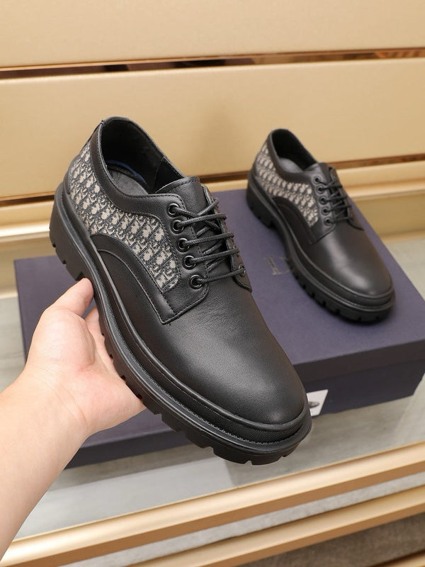 CD EXPLORER DERBY SHOE BLACK AND BEIGE CALFSKIN