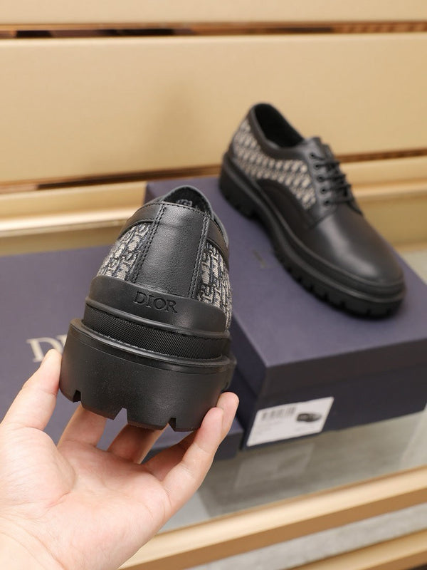 CD EXPLORER DERBY SHOE BLACK AND BEIGE CALFSKIN