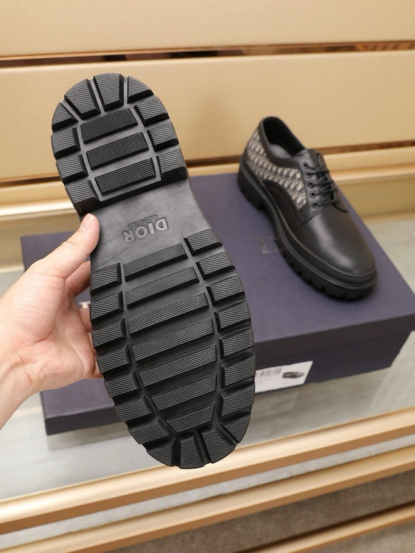 CD EXPLORER DERBY SHOE BLACK AND BEIGE CALFSKIN