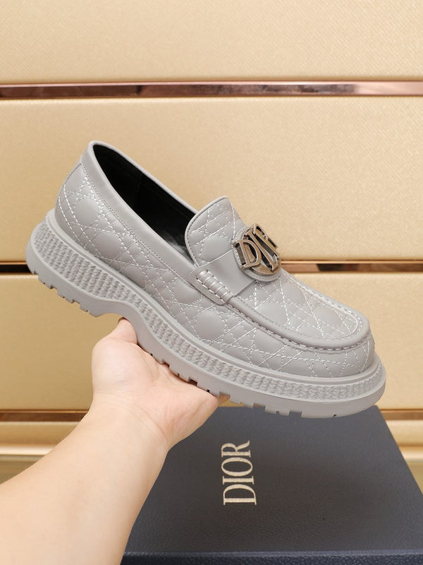 CD EXPLORER LOAFER LIGHT GRAY EMBROIDED CALFSKIN