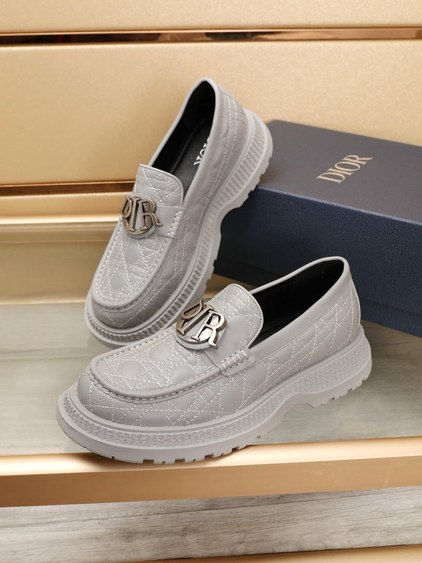 CD EXPLORER LOAFER LIGHT GRAY EMBROIDED CALFSKIN