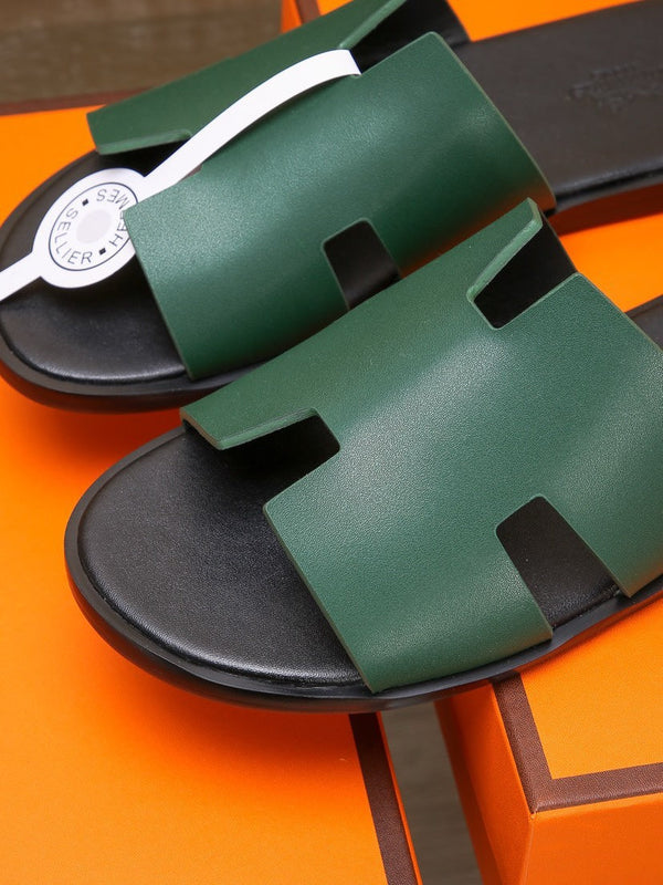 HM IZMIR SANDAL DARK GREEN AND BLACK CALFSKIN