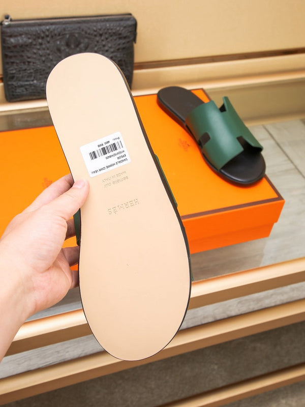 HM IZMIR SANDAL DARK GREEN AND BLACK CALFSKIN