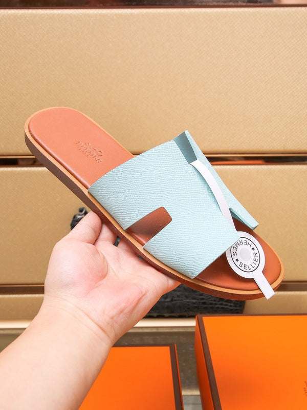 HM IZMIR SANDAL PASTEL BLUE AND TIGER CALFSKIN