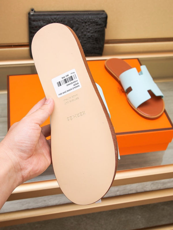 HM IZMIR SANDAL PASTEL BLUE AND TIGER CALFSKIN