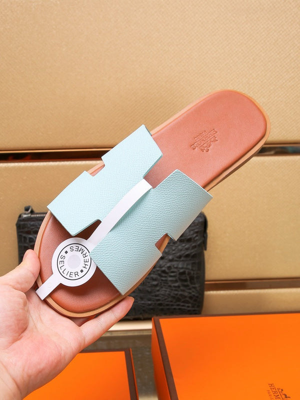 HM IZMIR SANDAL PASTEL BLUE AND TIGER CALFSKIN