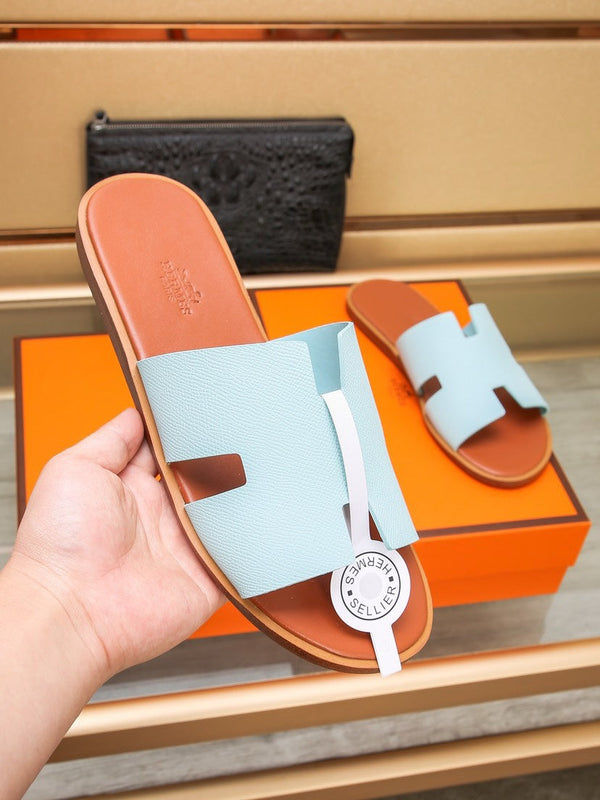 HM IZMIR SANDAL PASTEL BLUE AND TIGER CALFSKIN