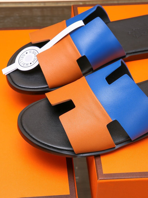 HM IZMIR SANDAL COBALT AND TIGER LAMBSKIN