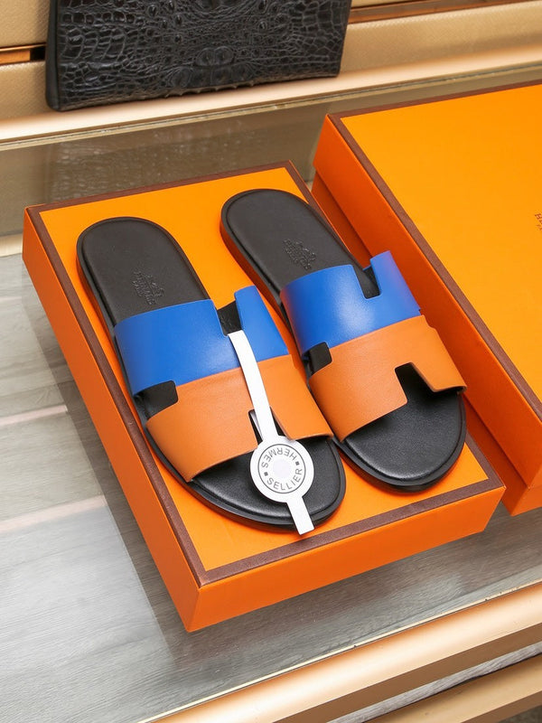 HM IZMIR SANDAL COBALT AND TIGER LAMBSKIN