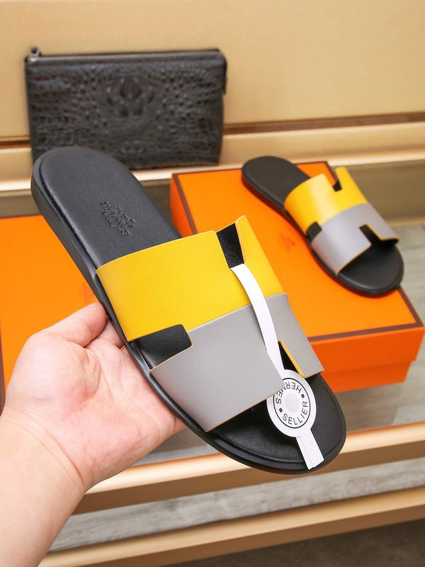 HM IZMIR SANDAL LEMON AND LIGHT GRAY LAMBSKIN