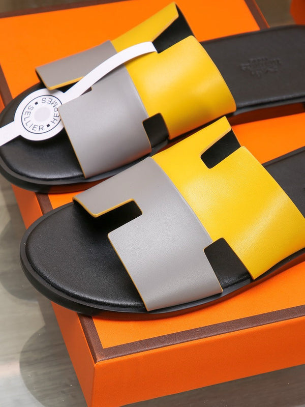 HM IZMIR SANDAL LEMON AND LIGHT GRAY LAMBSKIN