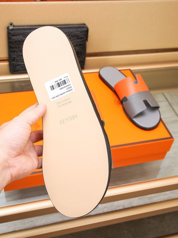 HM IZMIR SANDAL GRAY AND TIGER LAMBSKIN