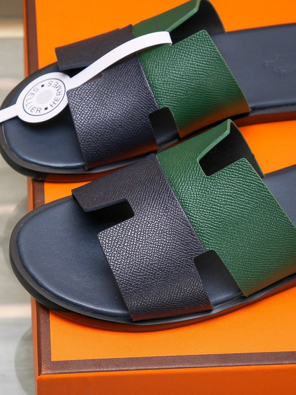 HM IZMIR SANDAL BLACK AND DARK GREEN LAMBSKIN