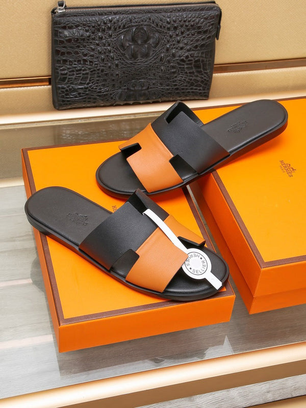HM Men's Izmir Slide Black Orange Cowhide 685820