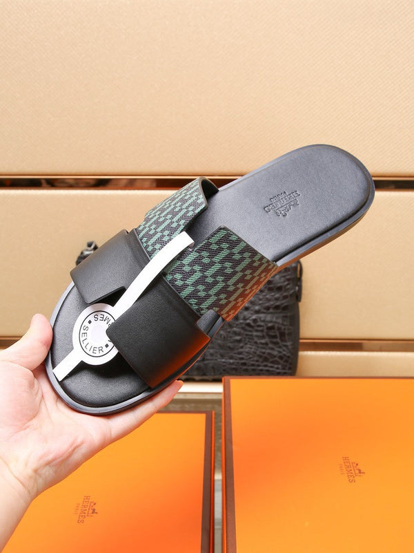 HM IZMIR SANDAL BLACK AND SAPPHIRE CALFSKIN