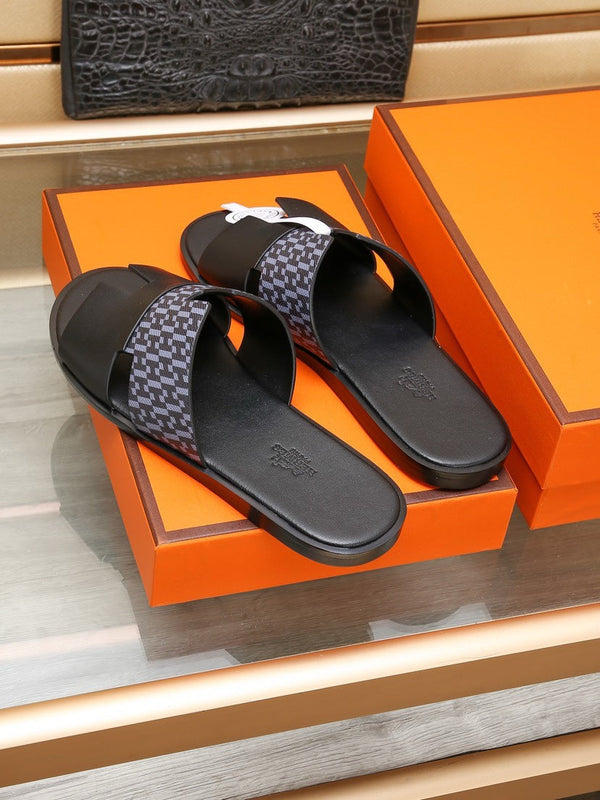 HM ORAN SANDAL BLACK AND LAVENDER CALFSKIN