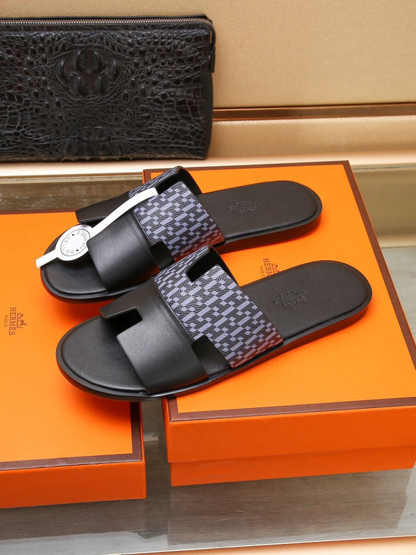 HM ORAN SANDAL BLACK AND LAVENDER CALFSKIN