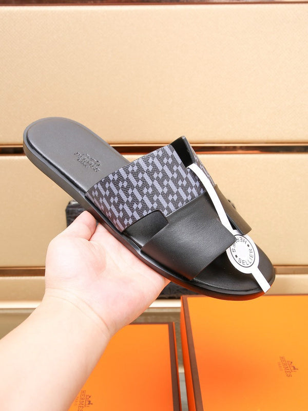 HM ORAN SANDAL BLACK AND LAVENDER CALFSKIN