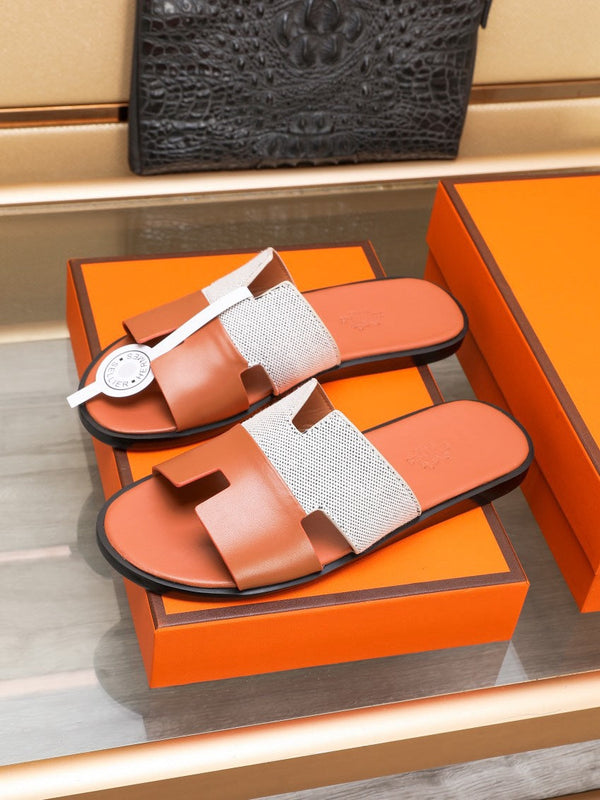 HM IZMIR SANDAL ORANGE AND WHITE LAMBSKIN