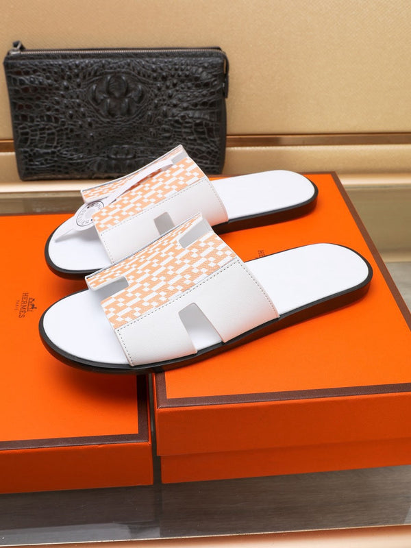 HM IZMIR SANDAL WHITE AND TANGERINE LAMBSKIN