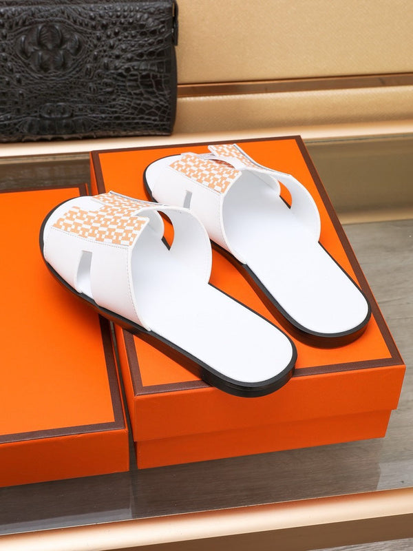HM IZMIR SANDAL WHITE AND TANGERINE LAMBSKIN