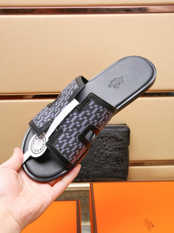 HM ORAN SANDAL BLACK AND LAVENDER LAMBSKIN