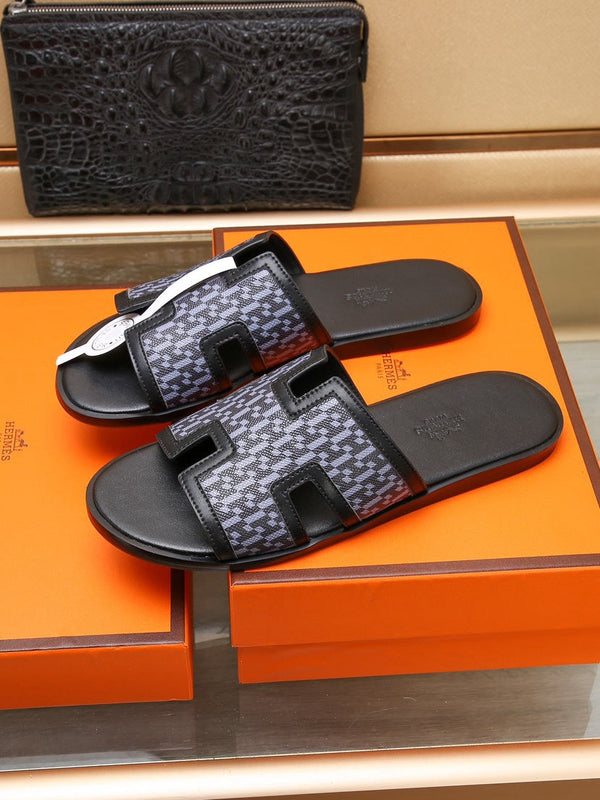 HM ORAN SANDAL BLACK AND LAVENDER LAMBSKIN