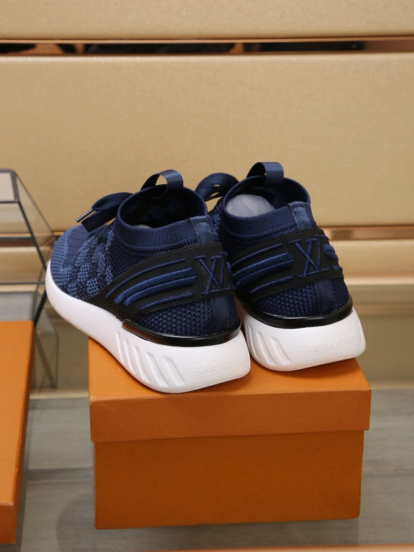 LV SNEAKERS IN COBALT BLUE MESH FABRIC