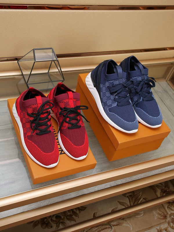 LV SNEAKERS IN COBALT BLUE MESH FABRIC