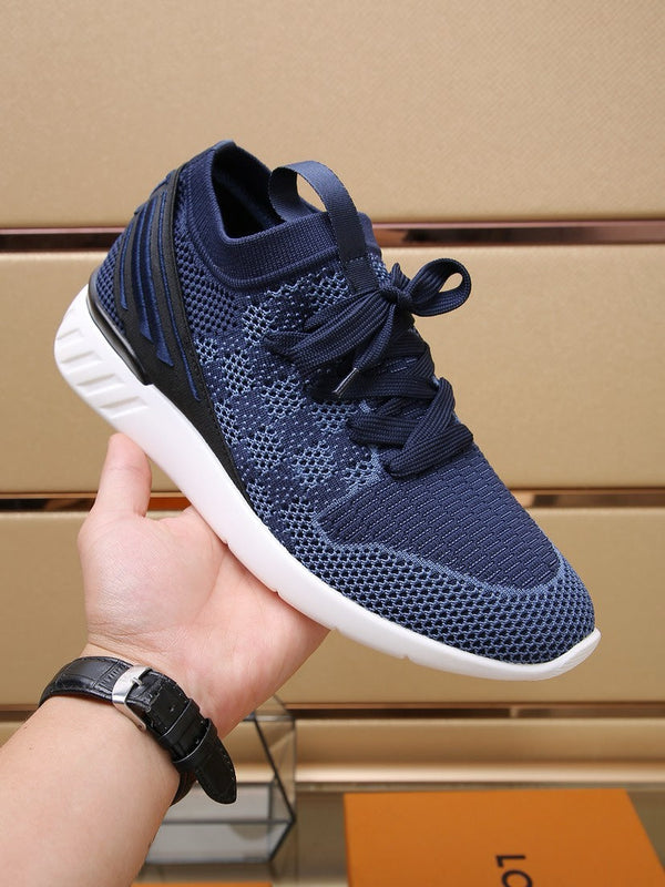 LV SNEAKERS IN COBALT BLUE MESH FABRIC