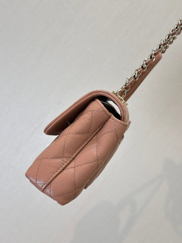 CC 24K Coco Handle Nano 14.5cm Begie Grained Calfskin Gold Hardware