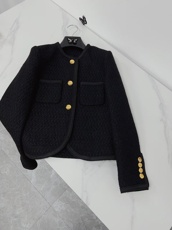 Celine Jacket Black Gold Wool Cotton 290442