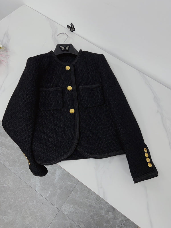 Celine Jacket Black Gold Wool Cotton 290442