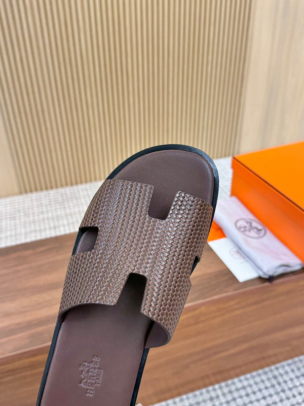 HM Men Izmir Sandals Coffee Embossed Leather 799283