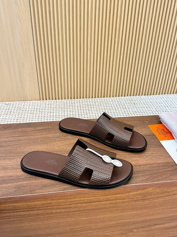 Sandalo HM Izmir in pelle marrone scuro rosa 294340