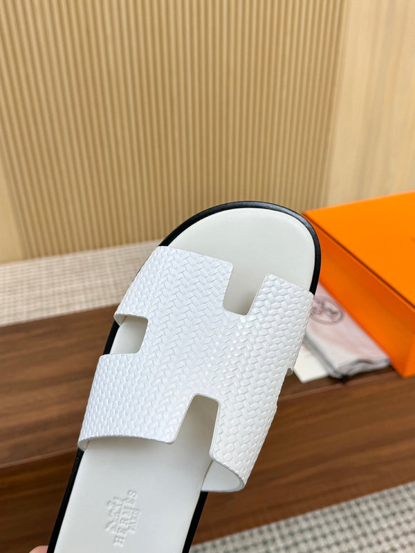 HM Men Izmir Sandals White Embossed Leather 799284